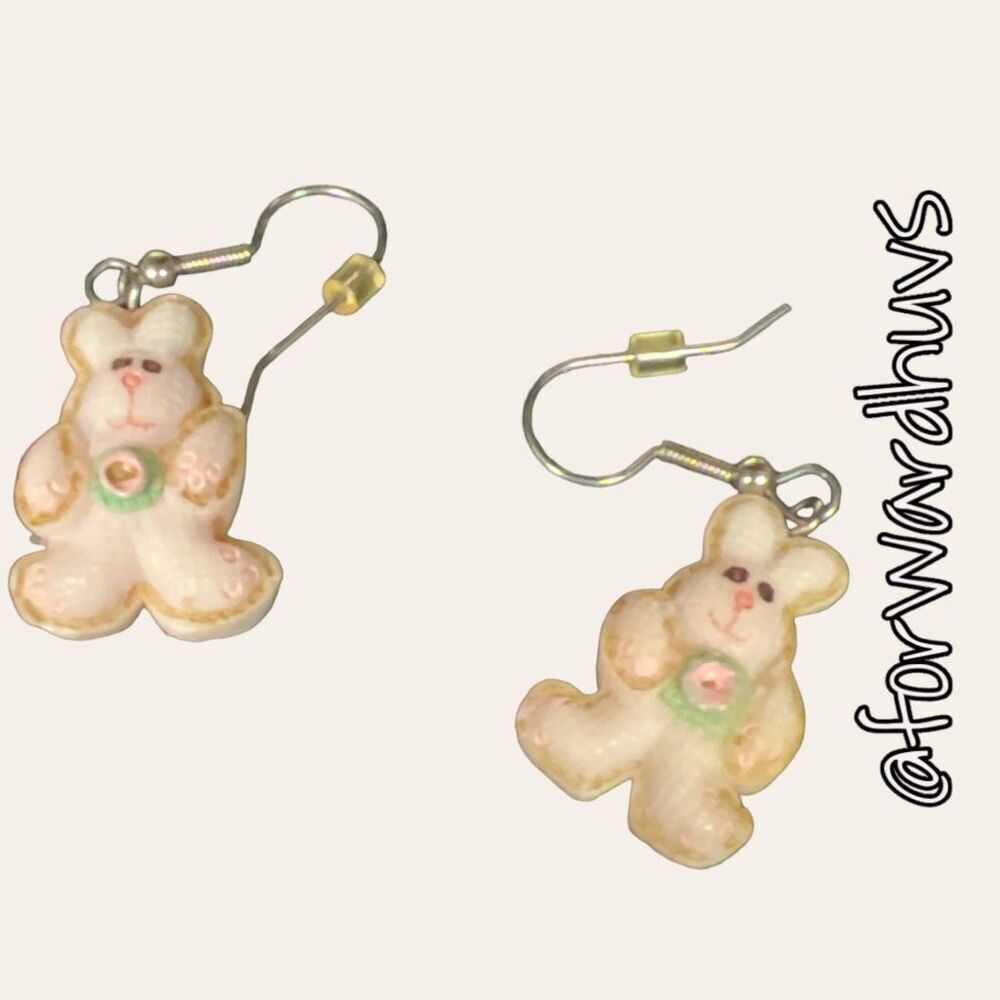 Whimsical Easter Bunny Vintage Dangle Earrings